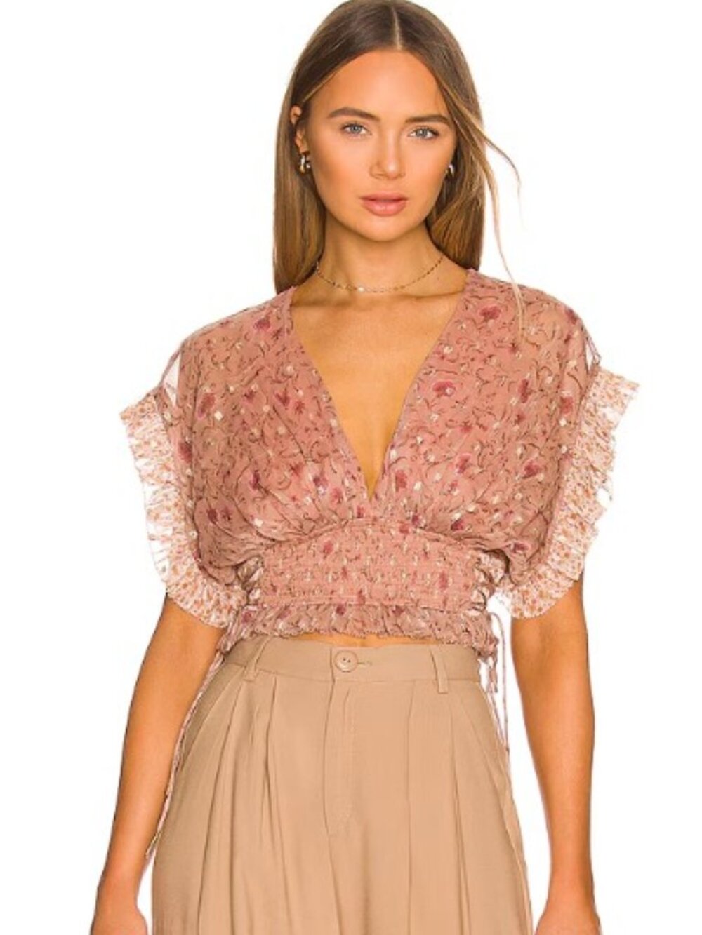 NWOT Tularosa Delphine Crop Top Antoinetta Floral Sz M
